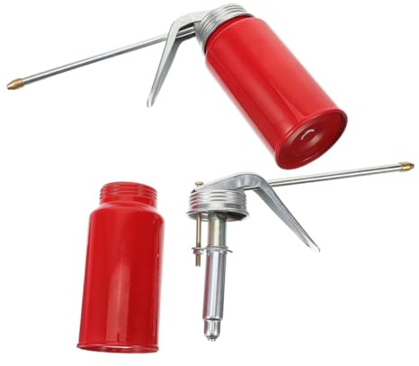 DONFAMDS 2 Pièces Flacon D'huile Manuel 200ml en Acier Rouge pour Moteur | Remplissage Précis, Format Compact, Usage Domestique et Lubrification Moto