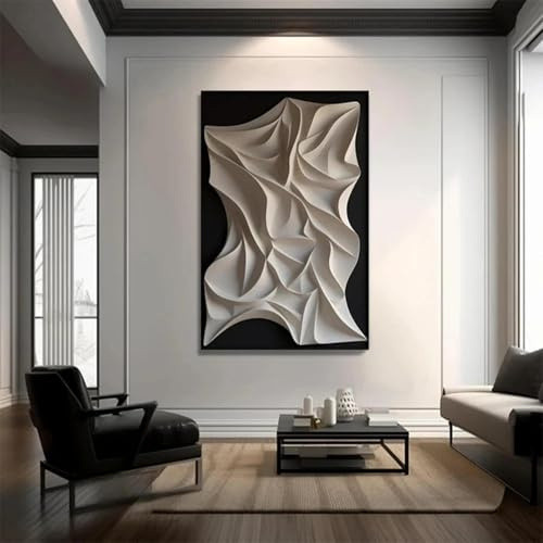 LIMAIDUO Affiches de vagues blanches irrégulières, style art mural moderne, texture 3D, affiches abstraites visuelles, impression sur toile, décoration d'intérieur, 70 x 100 cm, sans cadre