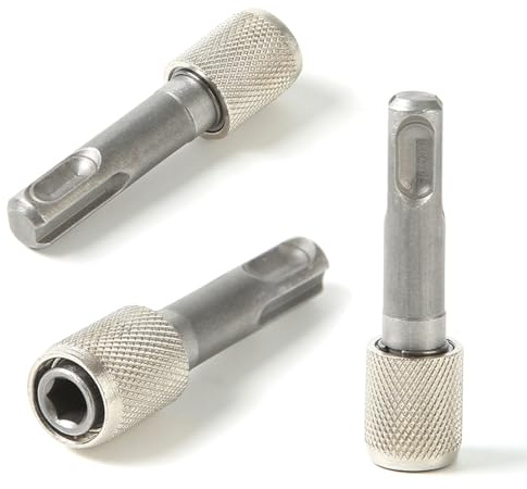 KEQAR 3 Piezas SDS Plus Adaptador, Portabrocas Hexagonal Bitholder para Taladro, Ideal para Proyectos de Decoración del Hogar y Aplicaciones Industriales (6.35mm) (Plateado)
