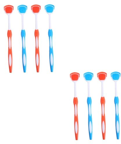 WRITWAA 2 Set Raschietti Per Lingua Riutilizzabili Microfibra Spazzole Per Lingua Con Design Antiscivolo Rimuovi E Mantieni Orale Colori E 4 Pezzi * 2