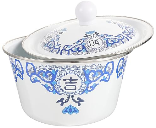 LABRIMP Ciotola Smaltata Vintage con Design Retro Bacinella Resistente per e Contenitore per Cucina Smalto per Stoccaggio e Preparazione