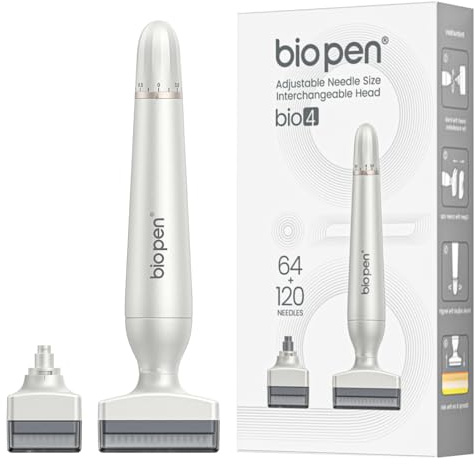 Biopen Derma Stamp, Dual-Head 64/120-Pin Microneedling Stamp, 0-3mm Adjustable Depth for Men & Women, Helps Improve Sparse Hairlines and Promotes Hair & Beard Growth(Bio-4)