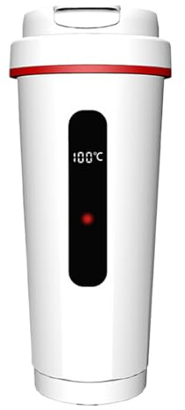 Car Electric Kettle - Stainless Steel Heated Travel Mug - Thermostatic Instant Heater Cup for Water Coffee Tea Milk Travel Picnic Kitchen Boat Truck SUV Dorm Airplane Car RV