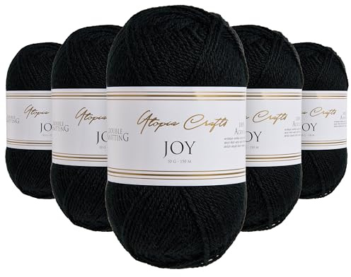 Utopia Crafts JOY DK Knitting Yarn 5x 50g - 100% Acrylic (Black)