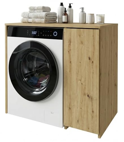 möbelkap Waschmaschinenumbauschrank für Waschmaschine, Eiche Artisan – Praktischer Badschrank Badezimmer Regal 96×88,5×62 cm aus laminierter Platte mit ABS-Kanten, platzsparend & stabil