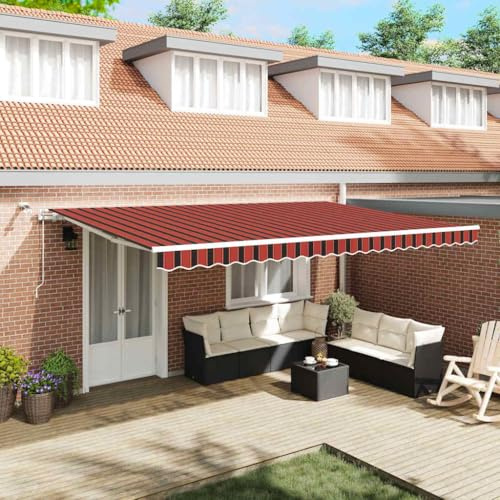 Klemmmarkise Markise Balkonmarkise,Einziehbare Markise Orange und Braun 500 x 300 cm,Für Terrasse Balkon,Einfache Montage Ohne Bohren,Vielseitig Einsetzbar