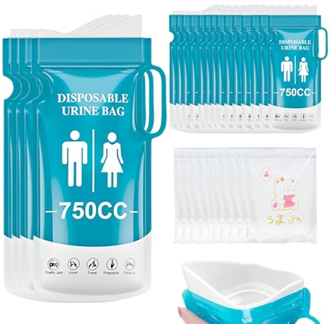 Eniyou 18 PCS Bolsas Orinal Portatil Urinario Portatil Hombre Orinal Adulto10 Piezas Orinal Adulto Adecuado para NiñOs, Hombres, Mujeres, Pacientes, Ancianos, Viajes, Campamentos, Atascos de TráFico