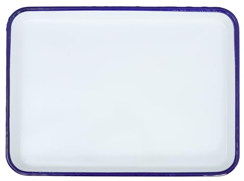 Yardwe White Porcelain Square Serving Tray Enamel Platter Large Rectangular Food Tray for Bread Snacks Appetizers Kitchen Table Display, 40X30cm