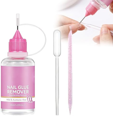 Ninnyi 30ml Nail Glue Remover, Multi-functional Press on Nail Remover for Acetone Free Nail Polish, Salon
