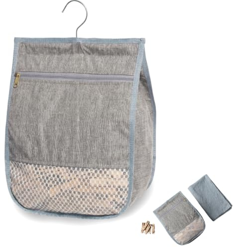 Wrbugukeji Sacchetti per mollette per stendibiancheria, 30 x 23 x 11,5 cm, grande borsa per mollette con cerniera, borsa per mollette per stendibiancheria, impermeabile, per viaggi, lavanderia