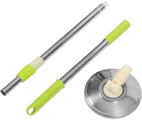 Happyyami Manico Rinforzato Inox in Telescopico Acciaio Rotante Mop | Colore Kaki, Struttura Spessa Anti-esplosione, Supporto Sostitutivo Staccabile per Testa Tonda