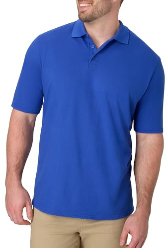 Hanes Mens Pique Short Sleeve Polo Shirt, Three-button Midweight For, Deep Royal, Small US
