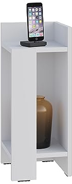 Hocuspicus | Elos Moderner Nachttisch Weiß | Vielseitiger Beistelltisch, Nachtschrank, Bett Tisch | 18 mm Holz | 25 x 60 x 27 cm | Rechte Seite