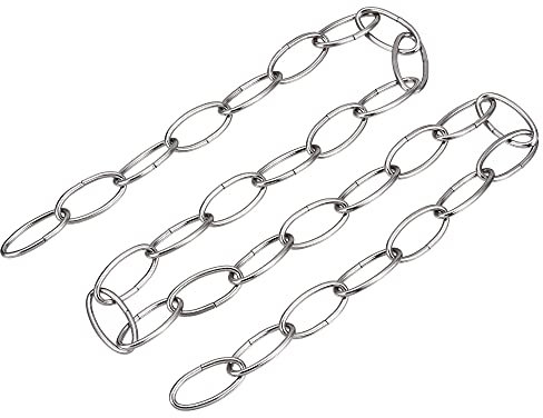 sourcing map Pendant Light Fixture Chain, 3.2mm Thick 1m Long Chandelier Hanging Links, Iron Electroplated, Nickle Color, Pack of 2
