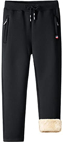 Oralidera Pantalones Deportivos para Hombre Chándal de Jogging con Forro Polar en el Interior Ajustados Pantalones de Chándal con Bolsillos de Cremallera, A-Negro, M