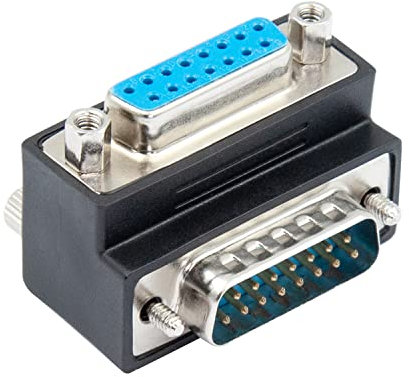 Duttek VGA Male to Female （Down Angle,DB15 90 Degree 15 Pin Adapter,VGA to VGA Extension Converter for Connect Various Serial Interface Devices