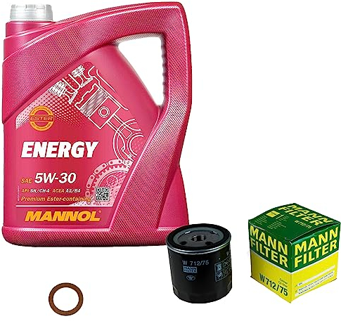 EISENFELS Filter Set Inspektionspaket erstellt mit 5 L Motoröl MANNOL Energy 5W-30, MANN-FILTER Ölfilter, Dichtring