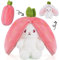 OSDUE Hasen Verstecken, Flip Plüsch Spielzeug, Plüschtier Hase, Hase Stofftier, Erdbeeren Karotten Hase mit Reißverschluss, Geburtstagsgeschenk für Jungen, Mädchen, Kinder(23cm Rot)