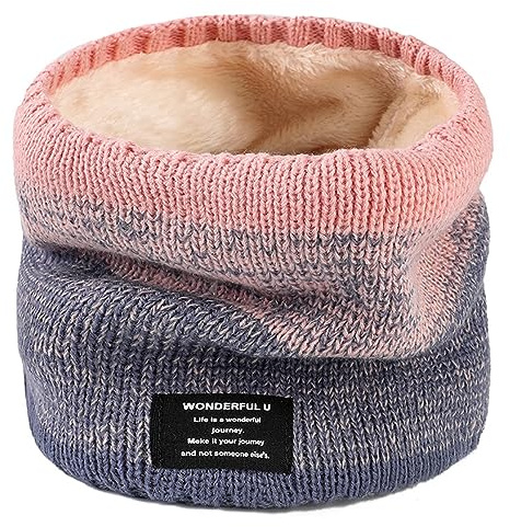 Rayson Echarpe Snood Femme Hiver Tricot et Polaire en Coton Echarpe Tube Unisexe Femme Homme doux Chaud Écharpe Femme Hiver Tour de cou Leger(Rose,Taille unique)