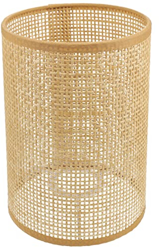 PACKOVE Rattan-Lampenschirm Gewebter Lampenschirm Zylinder- Ersatz-E27 (20.5x14x14cm, Lampenmunddurchmesser 4,2 cm)