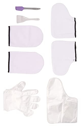 Weißes Wachs Badehandschuh Set, Spa Paraffinbad Set mit Stoffhandschuhen und Socken, Warmer Wachserhitzer zur Hautbefeuchtung für trockene, rissige Haut, geeignet für Salon-Anwendung
