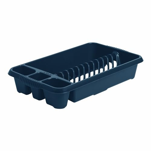 JMS we create smile Medium Dish Drainer Plastic Utensil Dryer Rack Cutlery Tray Kitchen Organiser |Dish Rack| Plate Holder | Home/Kitchen Accessories (Navy)