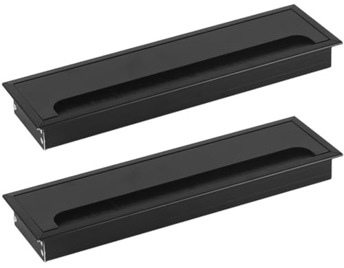ZESLIV 2 Stücke Kabeldurchführung aus Aluminiumlegierung für Schreibtisch, Kabeldurchlass Rechteckig 80x 280mm mit Bürstendichtung aus Aluminium für Tisch Tischdurchführung