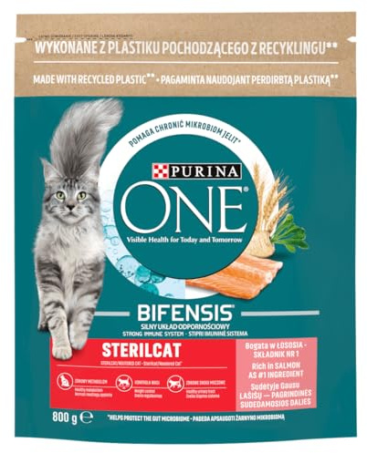 Trockenfutter für sterilisierte Katzen Lachs und Weizen Purina ONE STERILCAT Salmon Wheat 800g