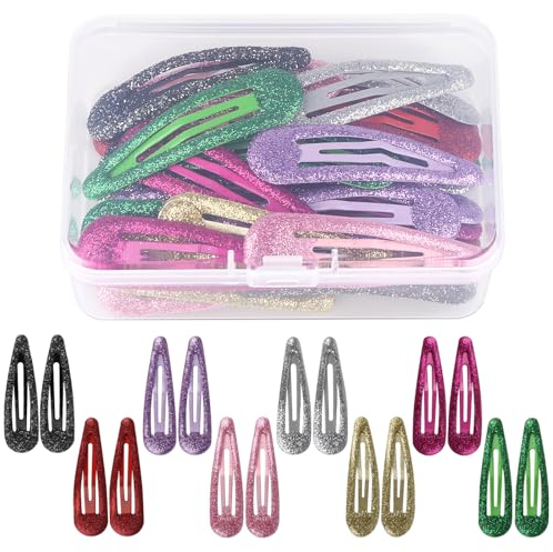 32 Stück Glitzer Pailletten Haarspangen, bunte rutschfeste Hair Clip, Metall Snap Haarnadeln, Sparkly Bangs Haarspange, Haarstyling Zubehör für Kleinkinder Mädchen Frauen, 4,8 cm lang, 8 Farben
