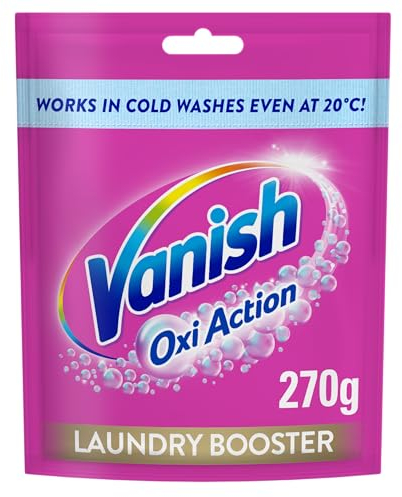 Vanish Gold Oxi Action Laundry Booster & Stain Remover Powder for Colours, Removes Tough Stains In A 30 Minute Wash, Keeps Colours Vibrant,Add a Scoop in Every Wash for Best Results, 270g