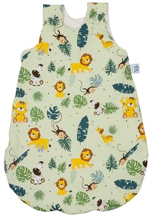 pic Bear Premium Babyschlafsack aus Jersey-Baumwolle – Atmungsaktiv, Mitwachsend und für Ganzjahres-Nutzung mit verstellbaren Größen (Zoo Animals, 50/56)