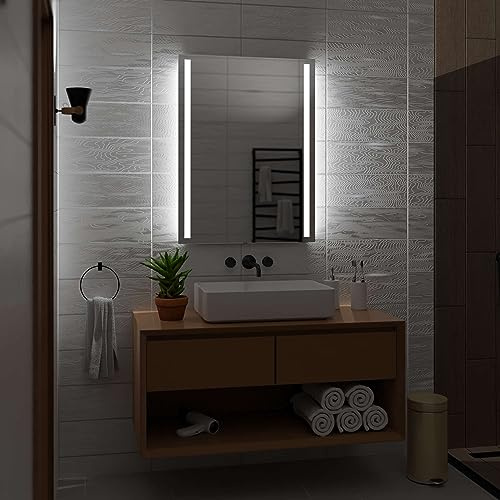 Alasta Paris Badezimmer Spiegel mit Beleuchtung 50x90 cm KaltWeiß LED Badspiegel Wandspiegel Badezimmerspiegel mit Beleuchtung Spiegel mit Licht Rechteckspiegel