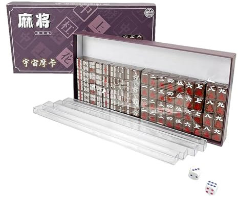 ZEONIK Mini Mahjong Set Kleine Chinesische Mahjong Set Traditionelle Chinesische Mahjong Fliesen für Outdoor Schlafsaal Reise Spiel