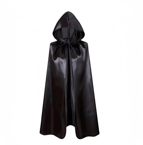 Proumhang Negro Capa con Capucha Niños Capa de Bruja Capa de Vampiro Capa de Diablo Grim Reaper Cabo para Niños Niñas Halloween Mascarada Navidad Cosplay Fiesta de Disfraces 100cm