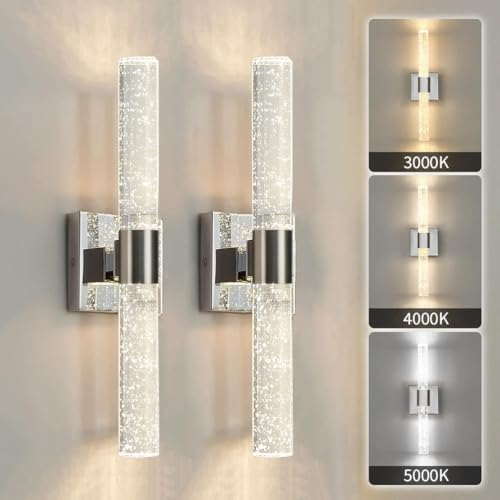 OOWOKS LED Wandleuchte Modern Kristall Wandlampe Innen Up and Down Leuchten Dimmbar Lichtfarbe 3000K/4000K/6000K Crystal Lampe Wand Bad Wandbeleuchtung Wohnzimmer Schlafzimmer Nachttischlampe