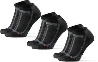 DANISH ENDURANCE Dämpade Ankel Löparstrumpor för Långdistans, Mot blåsor & Svettavisande, Män & Kvinnor, Unisex, 3-pack, Svart/Grå - 3pack, 48-51