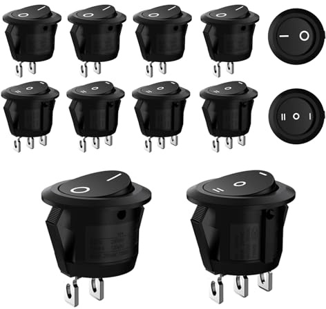 XIKTTK Kippschalter 230v/12v, Mini Schalter, Wippschalter Rund, Mikroschalter, Kfz Schalter, 3 Polig (5 Stück), 2 Polig (5 Stück)
