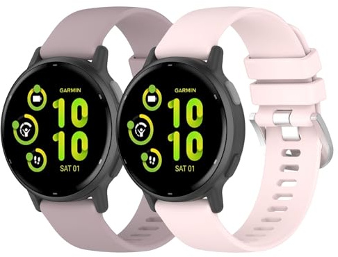 Garmcool 20 mm armband kompatibelt med Garmin Vivoactive 6/5/3 armband, herr och dam silikon ersättningsremmar för Garmin VivoMove Trend/Sport/Style (utan klocka), lila + rosa, 20 mm, modernt