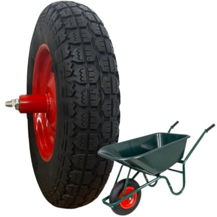 RUOTA PNEUMATICA COMPLETA 3.50-8 (4pr) COMPATIBILE CON VESPA + CUSCINETTI RICAMBIO CARRIOLA ASSE LUNGO 155mm GOMMA TASSELLATA