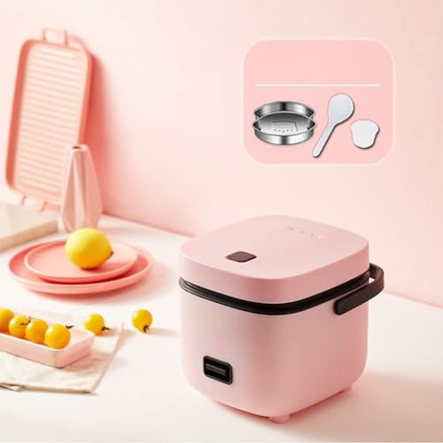 Rice Cookers Small 2 Person, Small Rice Maker Mini Cooker Rice Ball Maker 1.2 Litre, with Keep-Warm Function,Pink
