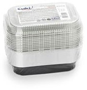 Cuki Professional vaschette alluminio con coperchi ultra-forza, 2 porzioni, laccate, cm22x15xh4 , 1 confezione da 25 pezzi