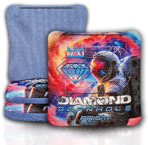 DIAMOND CORNHOLE Wettkampf-Cornhole Taschen, Turnier-Stil, reguläre Größe, Allwetter, 4er-Set, Prismen-Serie (limitierte Astronaut-Edition, Astronaut)