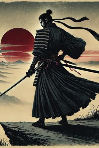 Samurai Notizbuch – A5 Blanko | 110 Seiten | Japanischer Krieger mit Katana und rotem Mond