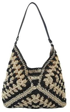 CHENZKBD Strohtasche Damen -strohbeutel Achselhöhungen Gewebte Taschen Mit Umhängetaschen Handtaschen Handtaschen Mode Gestrickte Taschen-schwarz