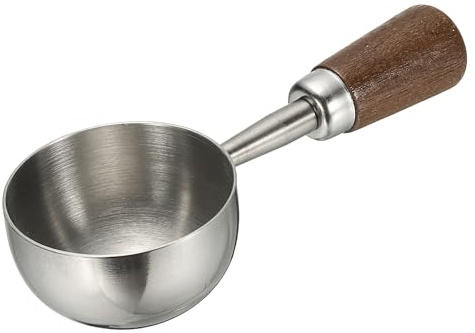 sourcing map Coffee Measuring Spoon, 1.4 x 0.7 30ml Stainless Steel Coffee Scoop with Wood Handle for Ground Coffee or Loose Leaf Tea Silver