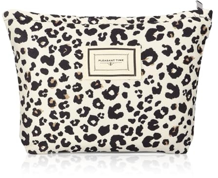 KLEHOPE Schminktasche Damen, Leo-Print Make up Bag, Kulturtaschen mit Dicht Schließendem Reißverschluss, Reise Kosmetiktasche, für Aufbewahrung von Kosmetik Oder Kleinen Gegenständen