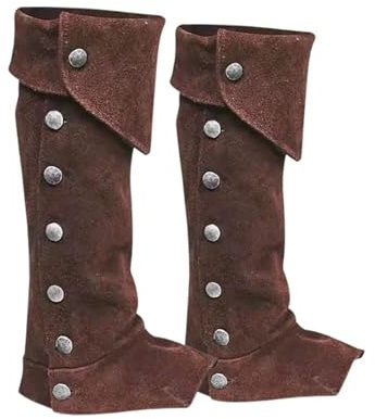 tinetill Stiefelstulpen Herren Klassisch Mittelalterliche Beinwickel Kunstleder Mittelalter Stiefel Gamaschen Wildlederimitat Steampunk Stiefelüberzug Kostümzubehör