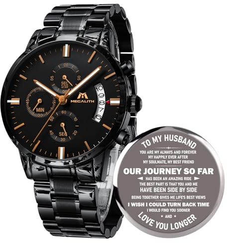 MEGALITH Uhren Herren Chronograph Militär: Großes Ziffernblatt Analog Datum | Business Herrenuhr mit Leuchtende Zeiger Wasserdicht Quarz für Arbeit Alltag - Geschenk für Vater Ehemann Alten Geburtstag