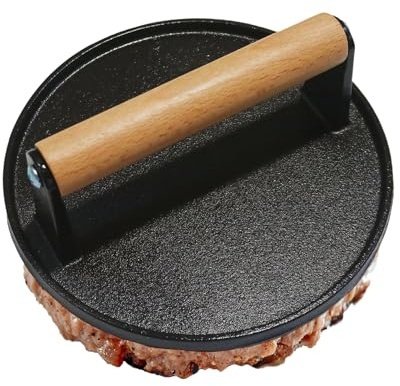 Huayeex Outil pour Écraser Les Hamburgers, Façonneur De Steaks Hachés Rond Métallique Antiadhésif, Accessoire de Cuisson Antidérapant pour Barbecues en Extérieur et Pique-niques