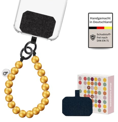 beadstars® Handykette kurz aus Holzperlen | Universal Handyanhänger für alle Smartphones | Handmade in Germany | kompatibel mit iPhone, Samsung u.a. | ideal als Geschenke für Frauen